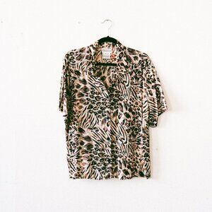 Vintage 80s/90s Christie & Jill Animal Print Blouse – Mixed Prints, Rayon
